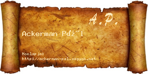 Ackerman Pál névjegykártya